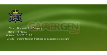 Battlefield bad Company 2 Trophees Platine 1