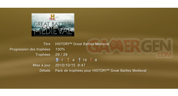 history great battle medieval ps3 trophees LISTE 01