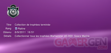 Warhammer 40 000 Space Marine Trophées PLATINE   1