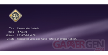 Alpha Protocol Trophees masques caches ARGENT 2