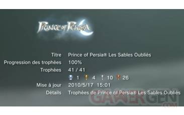 Prince of Persia les sables oublies forgotten sands trophees liste       1