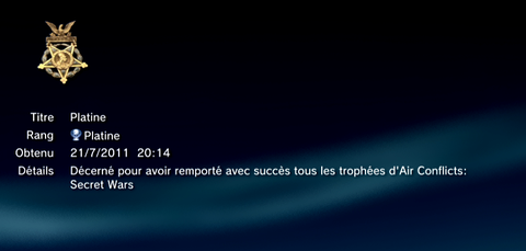 air conflicts - trophees PLATINE -  1
