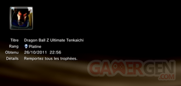 Dragon Ball Z Ultimate Tenkaichi trophées PLATINE  1