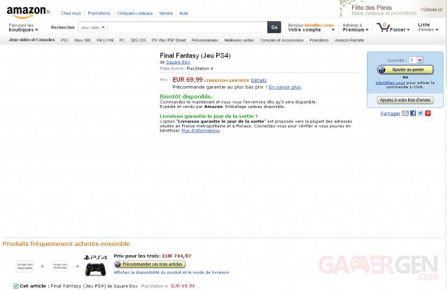 final fantasy ps4 amazon france listing capture