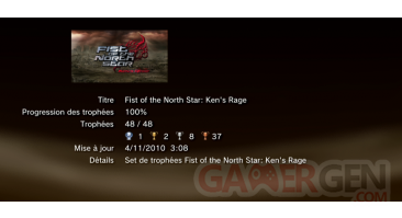 Fist of the north star TROPHEES LISTE PS3 PS3GEN 01