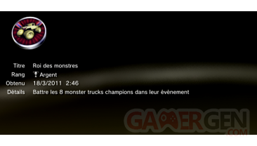 Monster Jam path of Destruction - trophées - ARGENT -  6