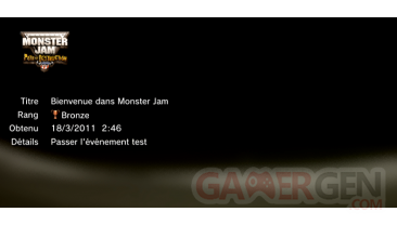 Monster Jam path of Destruction - trophées - BRONZE -  1