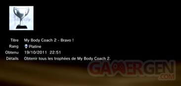 My Body Coach 2 - trophées -PLATINE 1