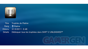 Need for speed Shift 2 - Trophees FULL - - Trophees - PLATINE -  1