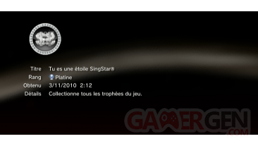 Singstar Dance  trophees PLATINE PS3 PS3GEN 01