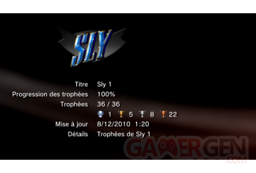 Sly Trilogy - Sly 1 - trophees LISTE 1