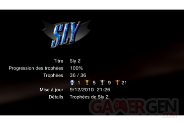 Sly Trilogy - Sly 2 - trophees LISTE 1