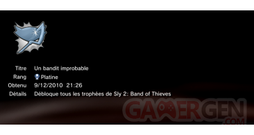 Sly Trilogy - Sly 2 - trophees PLATINE 1