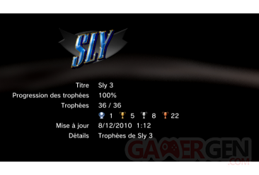 Sly Trilogy - Sly 3 - trophees LISTE 1