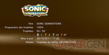 SONIC GENERATIONS - Trophées - LISTE    1