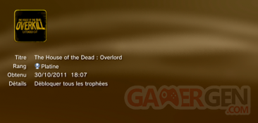 The House of the Dead - OVERKILL - Extended Cut - Trophées - PLATINE  1