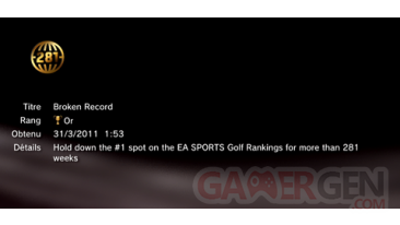 Tiger Wood PGA Tour 12 - Trophees - OR -  3