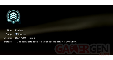TRON trophées PS3 PLATINE 1