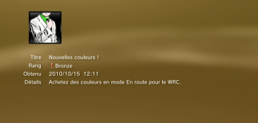 WRC FIA WORLD RALLY Championshipl ps3 Trophees BRONZE 34